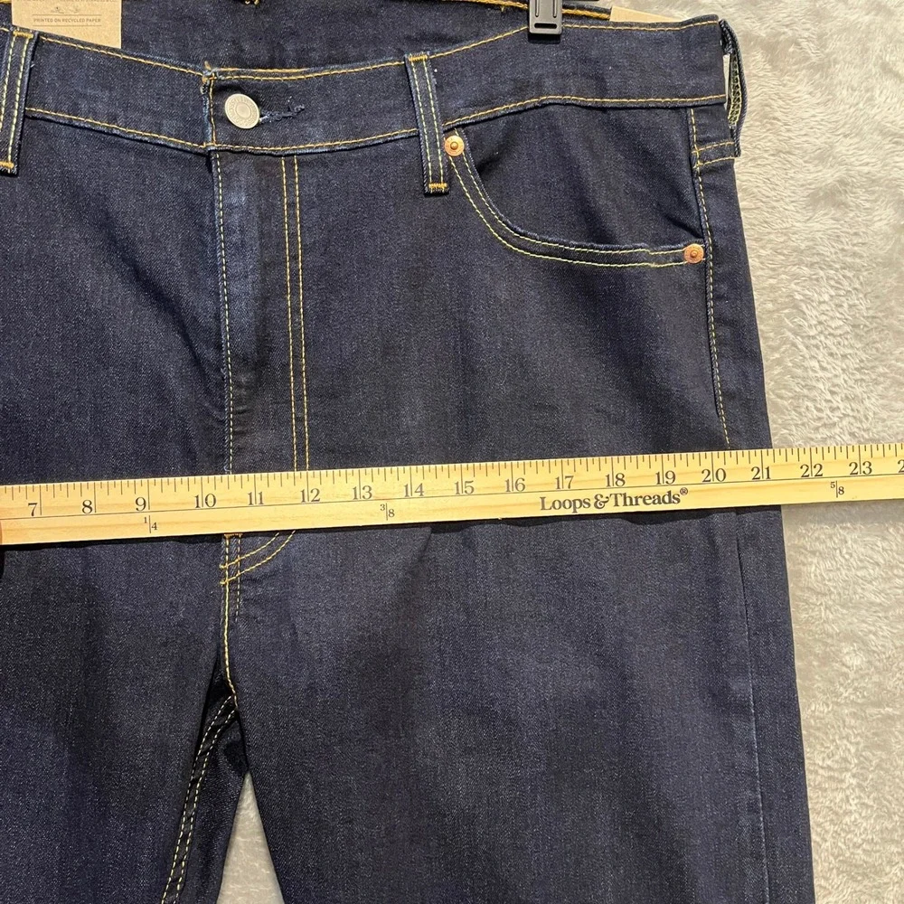 Levi 513 Slim Straight Jeans Mens 38x32 Dark Indigo Blue Stretch Denim